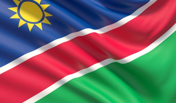 istock Flag of Namibia. Waved highly detailed fabric texture. 3D illustration. 1132041095