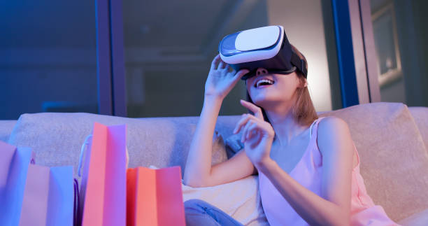 istock woman shopping with VR headset 1132041113
