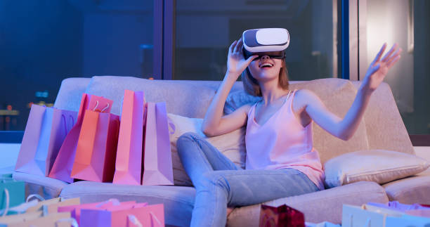 istock woman shopping with VR headset 1132041875