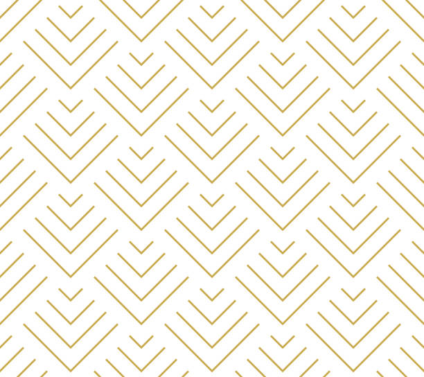 geometrische schuppen im art-deco-stil in gold. nahtloses vektormuster - mirrored pattern wallpaper pattern backgrounds seamless stock-grafiken, -clipart, -cartoons und -symbole