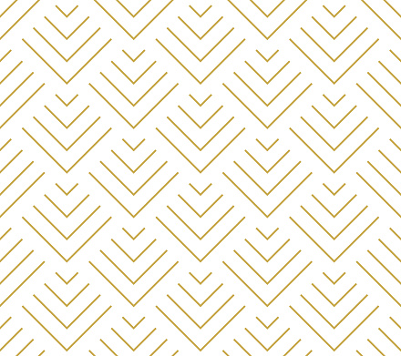 Art deco style geometric scales in gold. Seamless vector pattern