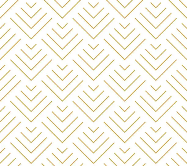 Vector illustration of Art deco style geometric scales in gold. Seamless vector pattern