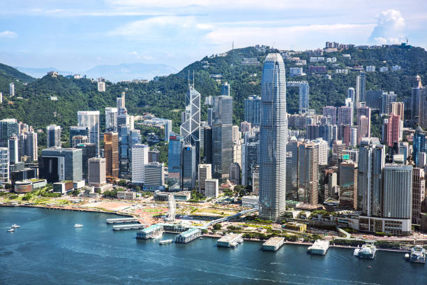 port wiktorii, hongkong - hong kong sky blue bay zdjęcia i obrazy z banku zdjęć