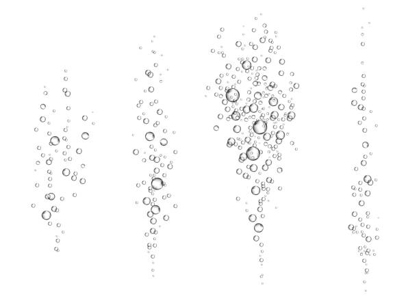 ilustrações, clipart, desenhos animados e ícones de bolhas de ar efervescente subaquáticas no fundo branco. - bubble