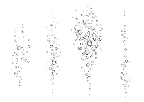 Underwater fizzy air bubbles on white  background.