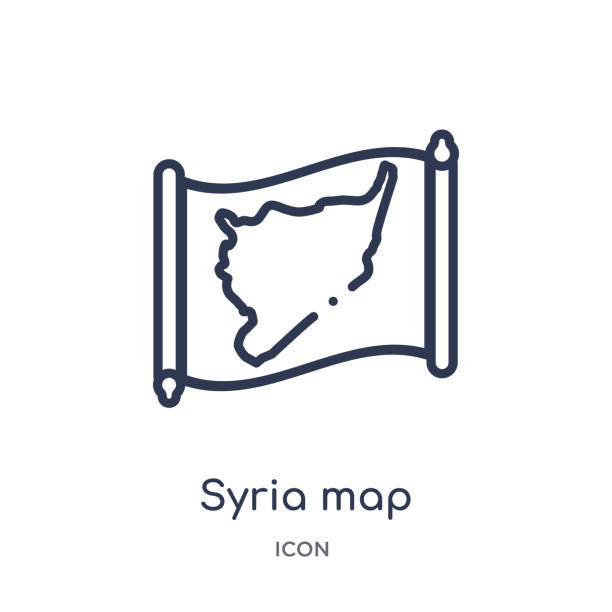liniowa ikona mapy syrii z kolekcji konspektu countrymaps. cienka linia syria mapa wektor izolowane na białym tle. syria mapa modna ilustracja - south korea stock illustrations