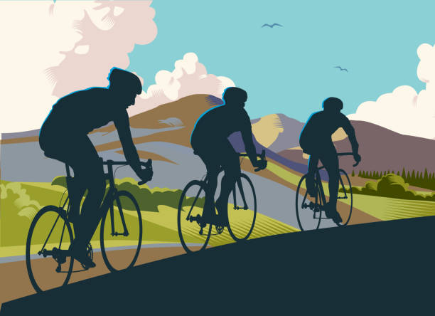 illustrazioni stock, clip art, cartoni animati e icone di tendenza di ciclisti da corsa - cycle racing