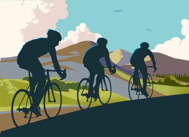 Vector illustration of Racing Cyclists