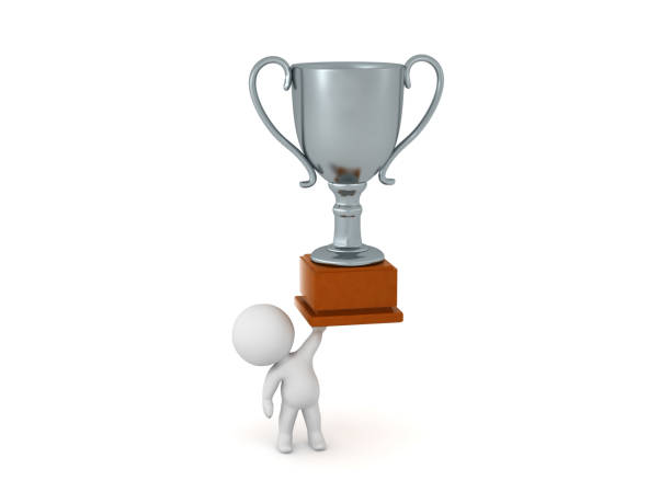 istock 3D Character with a Small Wooden Gave 1132044756