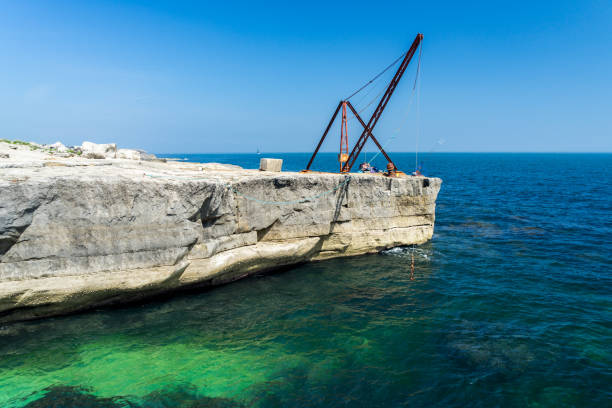 Boat winch on the coast at Portland Bill Dorset England UK Europe