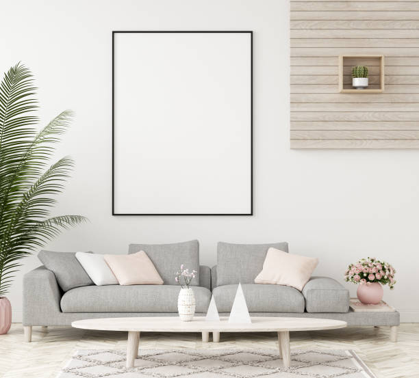 Mock-up frame in interior background,Scandinavian style