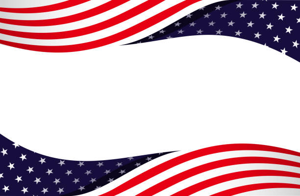 ilustrações de stock, clip art, desenhos animados e ícones de patriotic border design - american flag usa flag curve