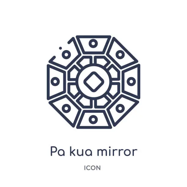 Vector illustration of Linear pa kua mirror icon from Cultures outline collection. Thin line pa kua mirror icon isolated on white background. pa kua mirror trendy illustration