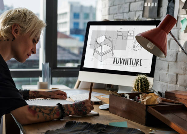 istock Armchair furniture sketch plan draft 1132051075