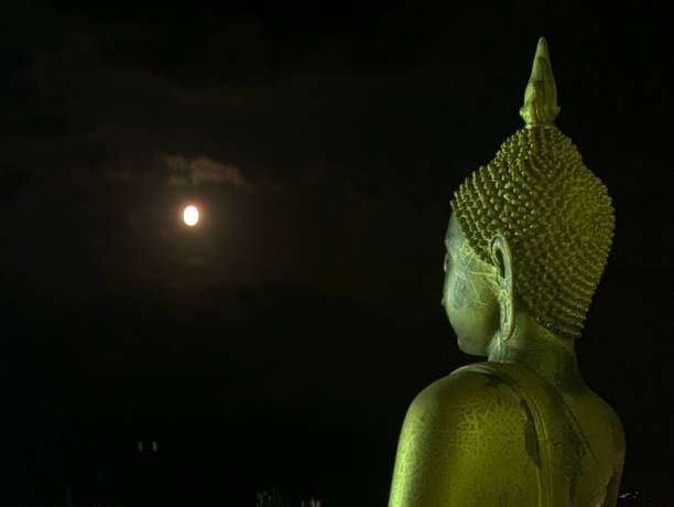 istock Magha Puja Day, Buddha and the moon 1132051522