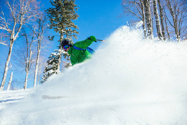 istock Young athlete freestyle Skier having fun while running downhill 1132052989