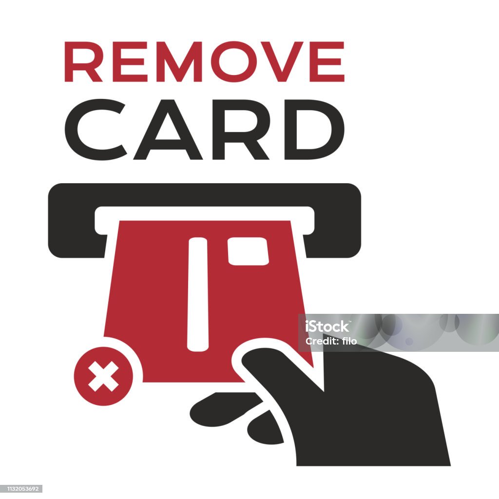 Remove Credit Card Removing a credit card into a card reading machine. Bar Code Reader stock vector