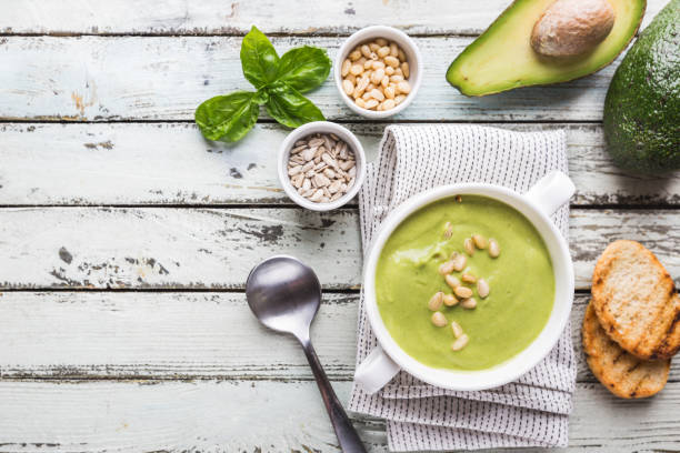 istock green soup in a white bowl 1132054066