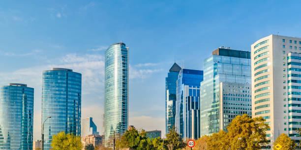 Santiago de Chile Skyscrapers Cityscape skyscrapers view of sanhattan, a modern financial district of santiago de chile city. sanhattan stock pictures, royalty-free photos & images