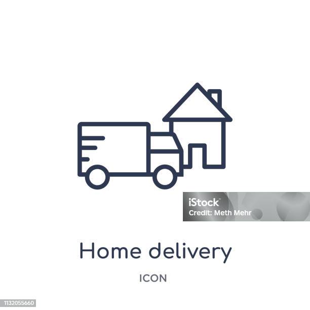 Linear Home Delivery Icon From Delivery And Logistics Outline Collection Thin Line Home Delivery Vector Isolated On White Background Home Delivery Trendy Illustration Stock Illustration - Download Image Now