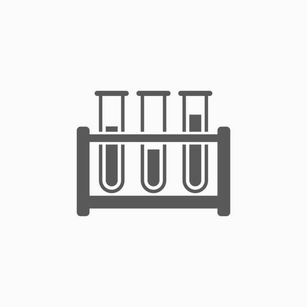 시험관 아이콘, 실험실 벡터, 시험관 랙 - beaker flask laboratory glassware research stock illustrations