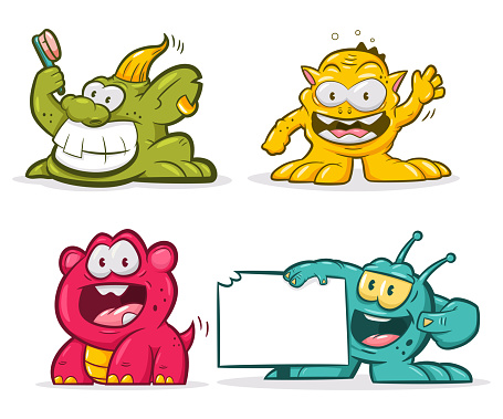 Trolls vector cartoon monsters character set.