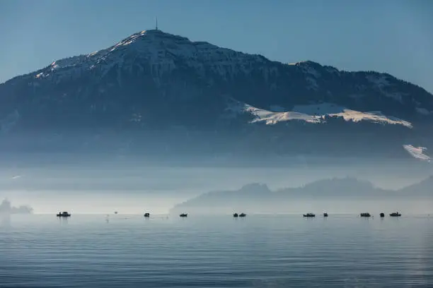 Mount Rigi seen from Zug with over the Zugersee, Switzerland