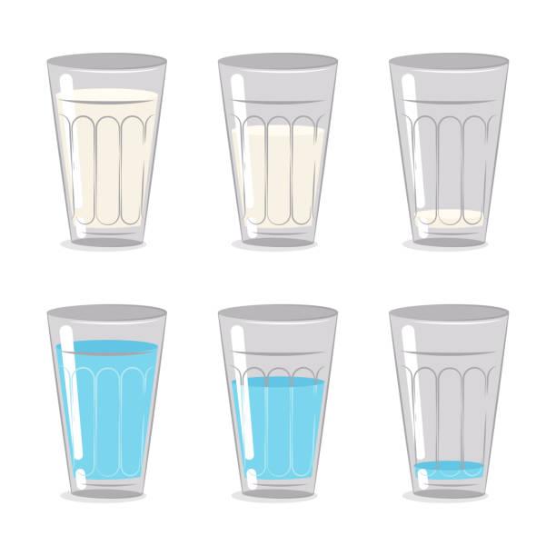 ガラスビーカーに牛乳と水を。白の背景に孤立ベクトル漫画セット。 - glass empty pint glass isolated点のイラスト素材／クリップアート素材／マンガ素材／アイコン素材