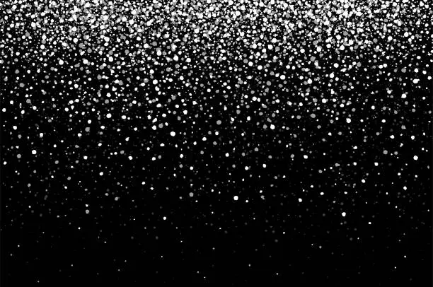 Vector illustration of Vector of a white powder coming down, isolated on black, dark background.