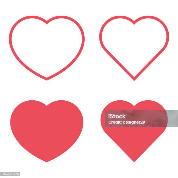 Heart Icon And Flat Design Stock Illustration - Download Image Now - Care, Clip Art, Computer Graphic