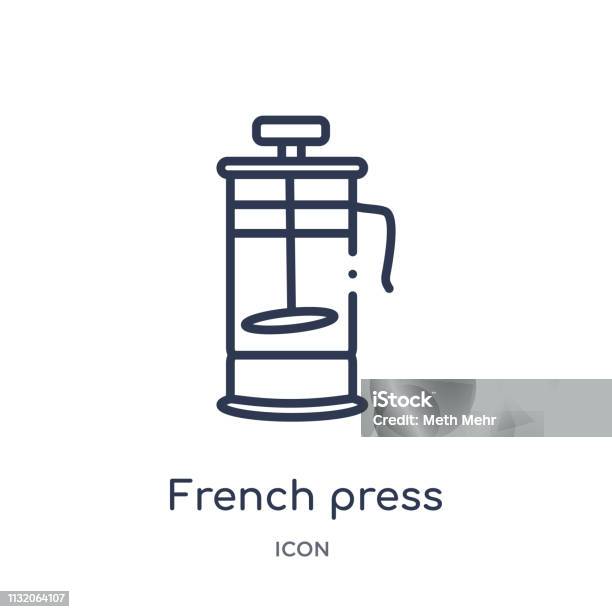 Linear French Press Icon From Drinks Outline Collection Thin Line French Press Vector Isolated On White Background French Press Trendy Illustration Stock Illustration - Download Image Now