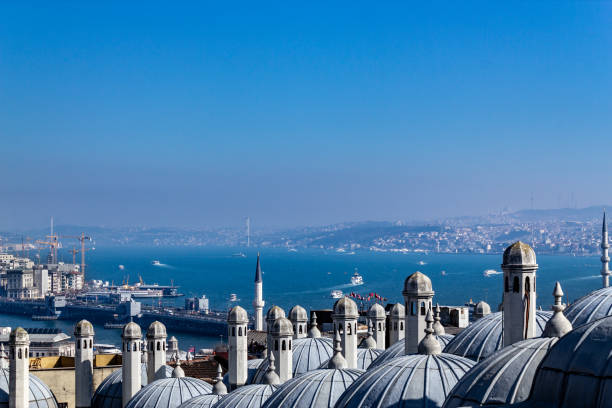istock Istanbul panoramic view, mosque domes and minarets bosphorus 1132066328
