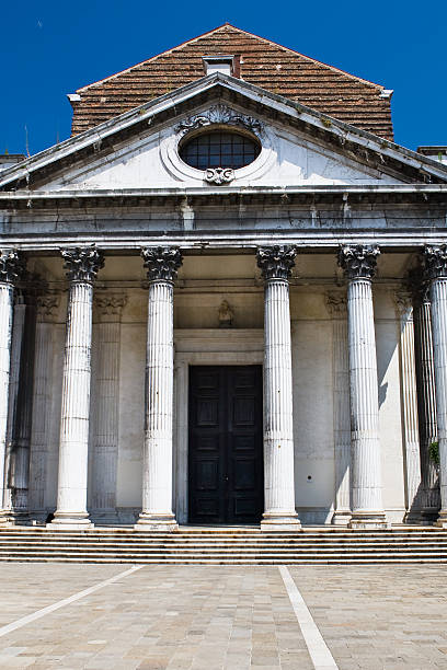 istock Entry of old white church in Venice 113206764