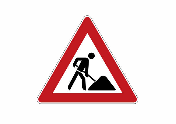 şantiye işareti-dikkat, inşaat işleri trafik işareti- - iş stock illustrations