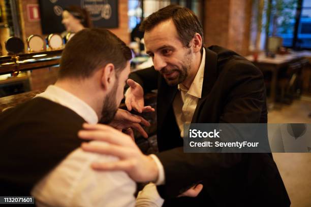 Business People In Bar Stock Photo - Download Image Now - Bar Counter, Discussion, Drunk