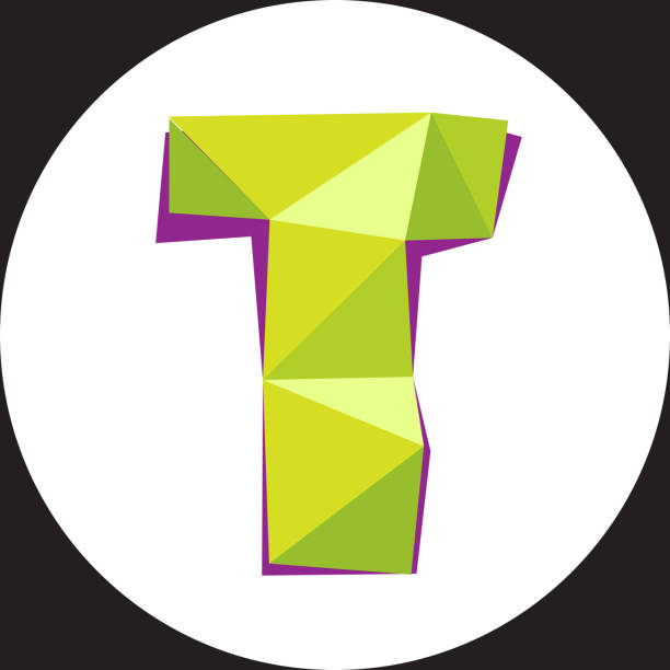 ilustrações de stock, clip art, desenhos animados e ícones de vector illustration of letter t in origami style. polygonal colorful letter - diamond alphabet letter t text