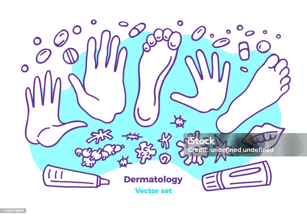 Skin Infections Draw Vector Dermatology Set Skin Diseases Problem Analysis Treatment Stock ...