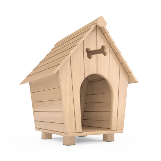 istock Wooden Cartoon Dog House. 3d Rendering 1132075909