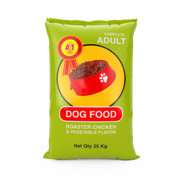 Dog Food Bag Package Design. 3d Rendering stock photo