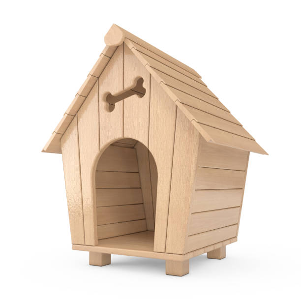 istock Wooden Cartoon Dog House. 3d Rendering 1132076022