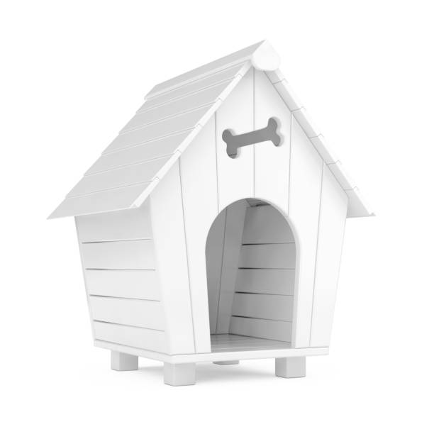 istock White Cartoon Dog House in Clay Style. 3d Rendering 1132076079