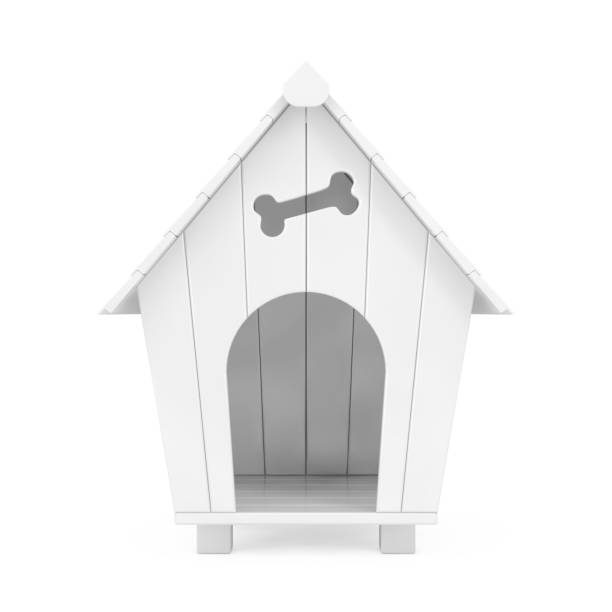 istock White Cartoon Dog House in Clay Style. 3d Rendering 1132076101