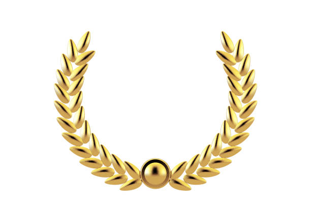 istock Golden Olive Branch Laurel Foliate. 3d Rendering 1132076106