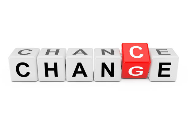 istock Cube Blocks with the Transition from Chance to Change Word. 3d Rendering 1132076130
