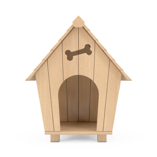 istock Wooden Cartoon Dog House. 3d Rendering 1132076181