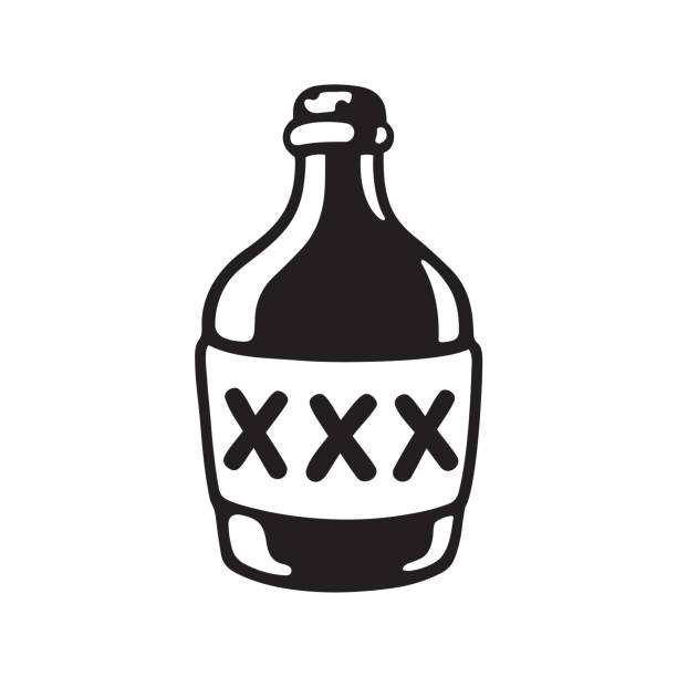 illustrazioni stock, clip art, cartoni animati e icone di tendenza di xxx bottiglia alcolica - jug