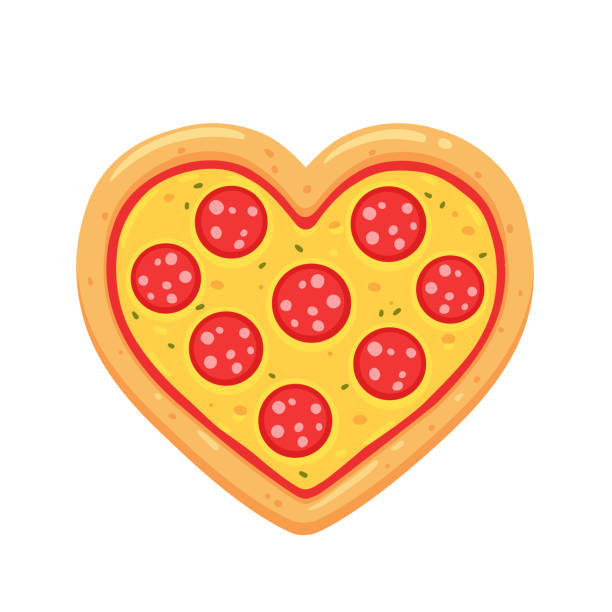 ilustrações de stock, clip art, desenhos animados e ícones de pepperoni pizza heart - food meat doodle dairy product