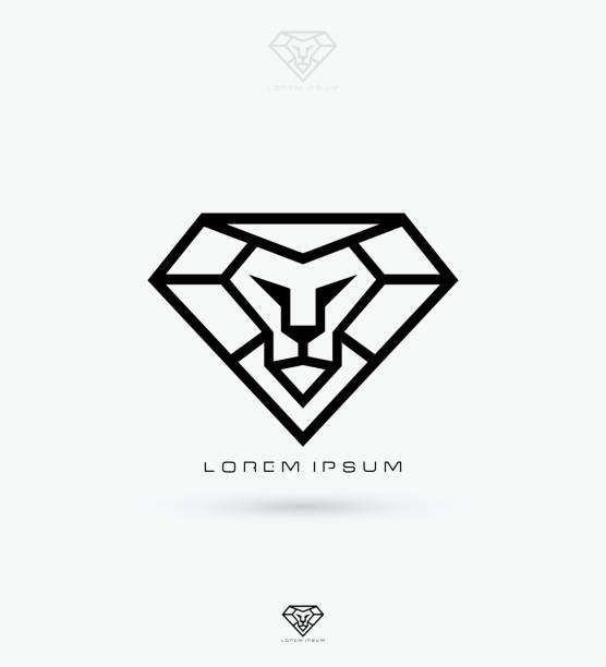 symbol lwów diamentowych - ilustracja wektorowa - tatuaże z diamentami stock illustrations