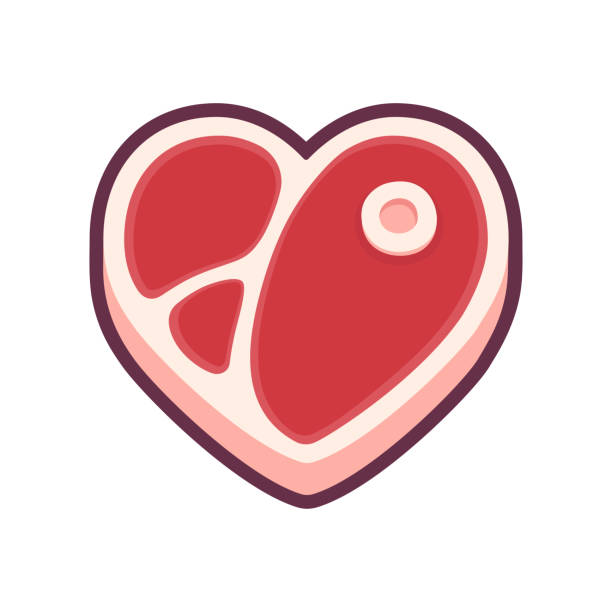 illustrazioni stock, clip art, cartoni animati e icone di tendenza di bistecca a forma di cuore - meat beef love heart shape