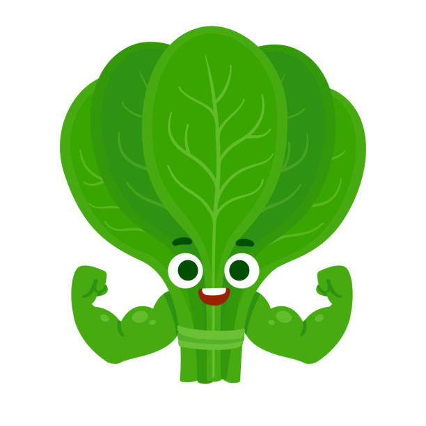 ilustrações de stock, clip art, desenhos animados e ícones de funny spinach character - espinafres